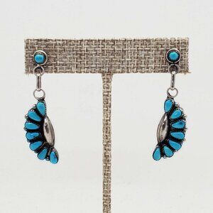 Maryann & Felix Chavez Zuni Turquoise Petit Point Earrings Sterling Silver